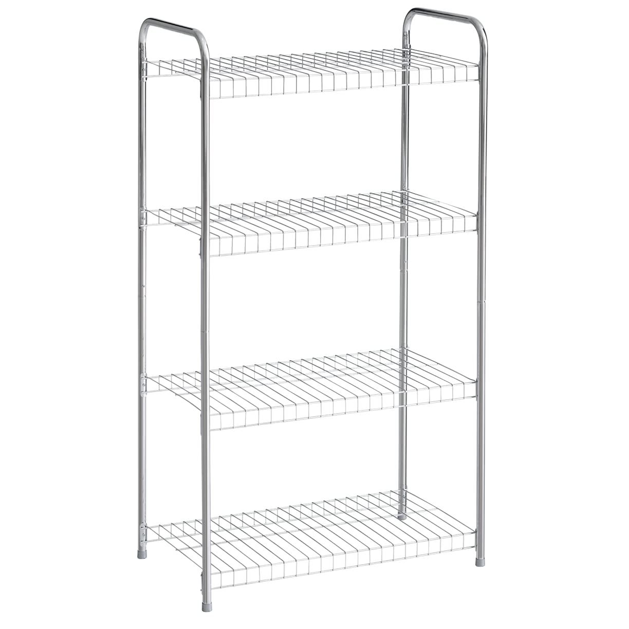 Rubbermaid Rubbermaid Freestanding 4-Tier Multipurpose Wire Shelving Unit, Satin Nickel