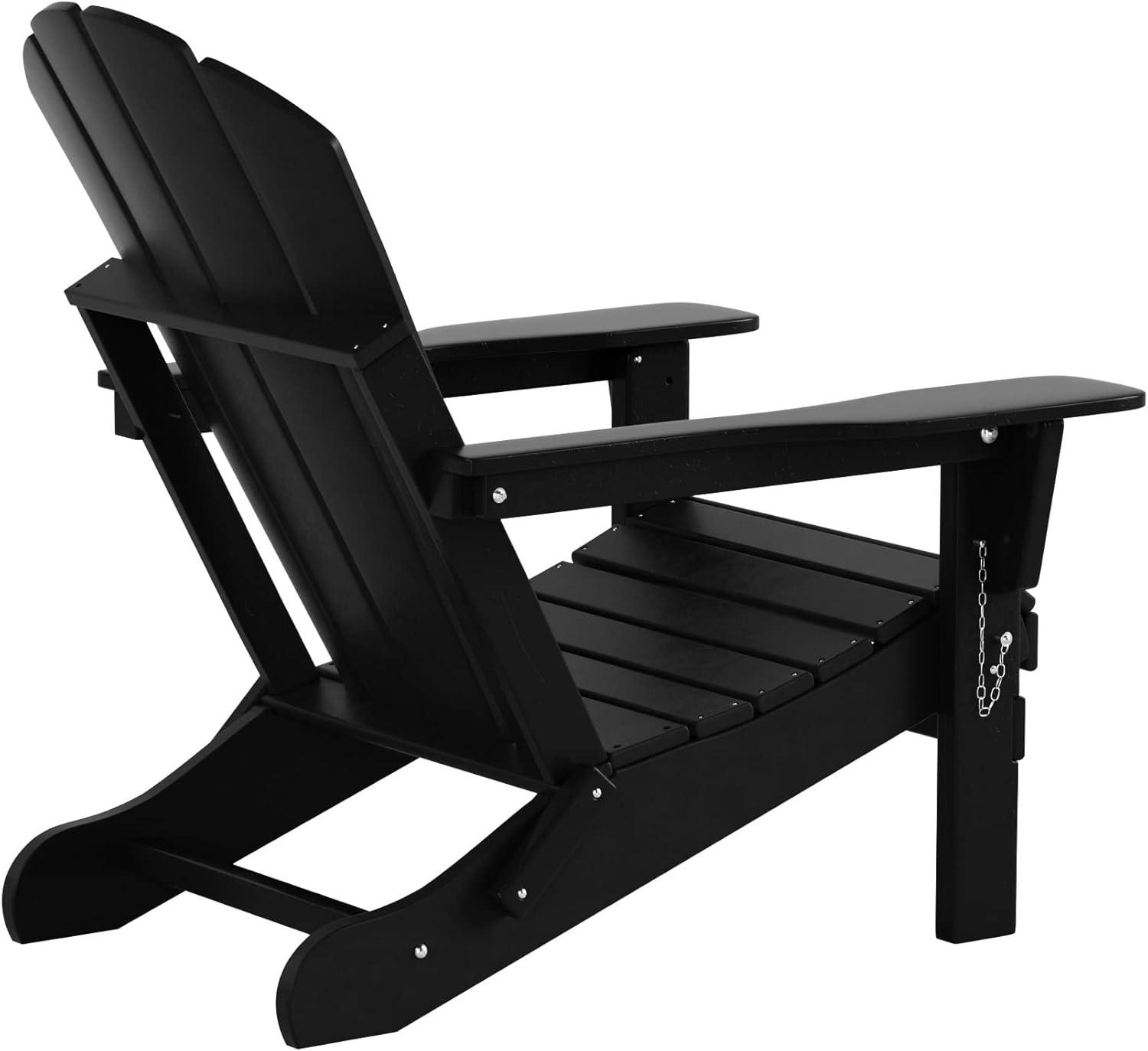 Sleek Black Polyethylene Folding Adirondack Chair Set