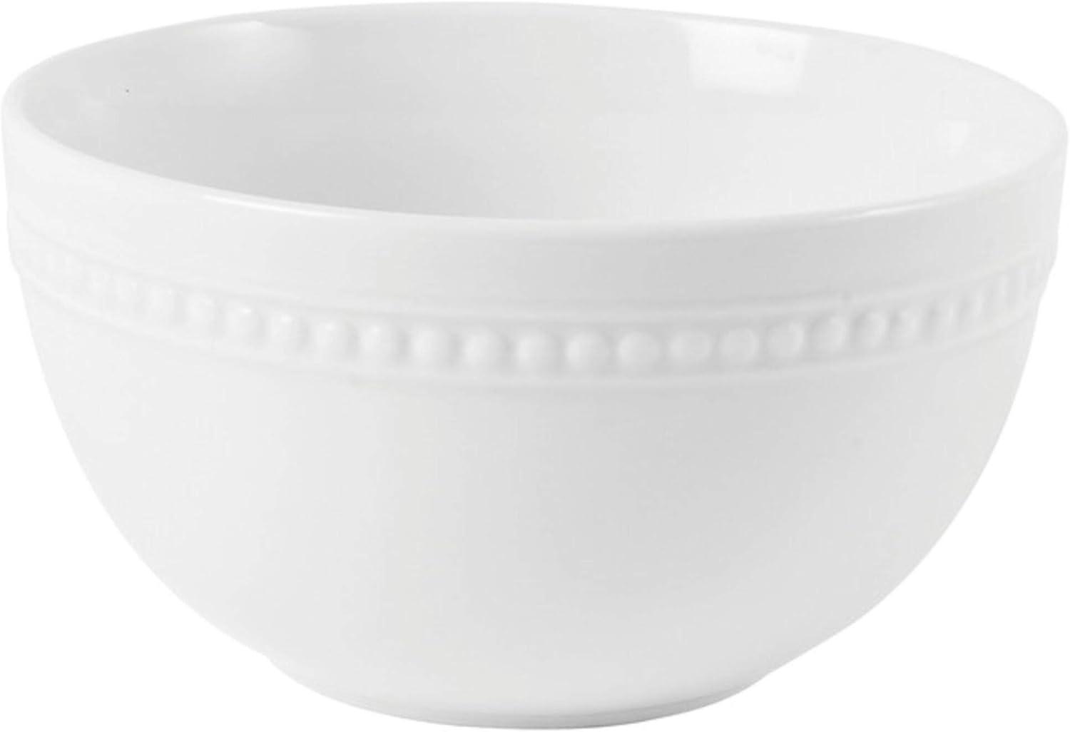 White Ceramic Beaded 26 Ounce Soup and Cereal Bowls