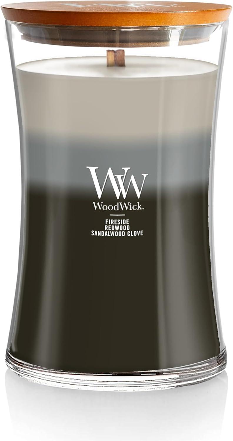 21.5oz Large Hourglass Jar Candle Warm Woods Trilogy - WoodWick