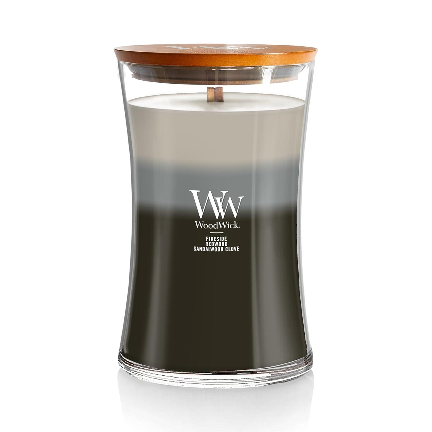 21.5oz Large Hourglass Jar Candle Warm Woods Trilogy - WoodWick