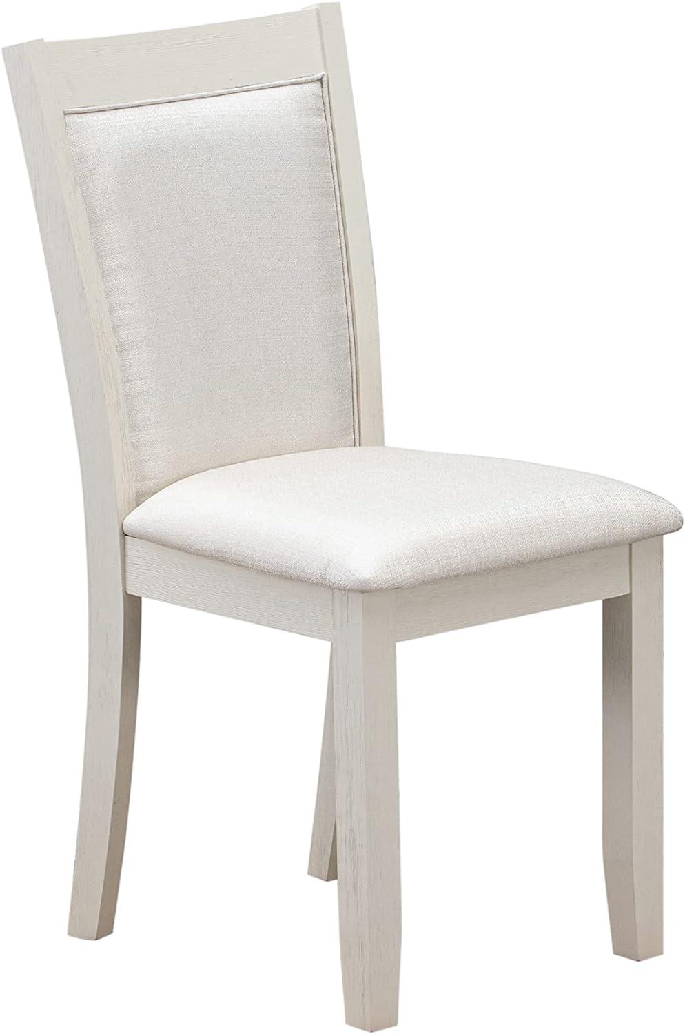 High-Back Parsons Side Chair Set in Cream Linen and Linen White