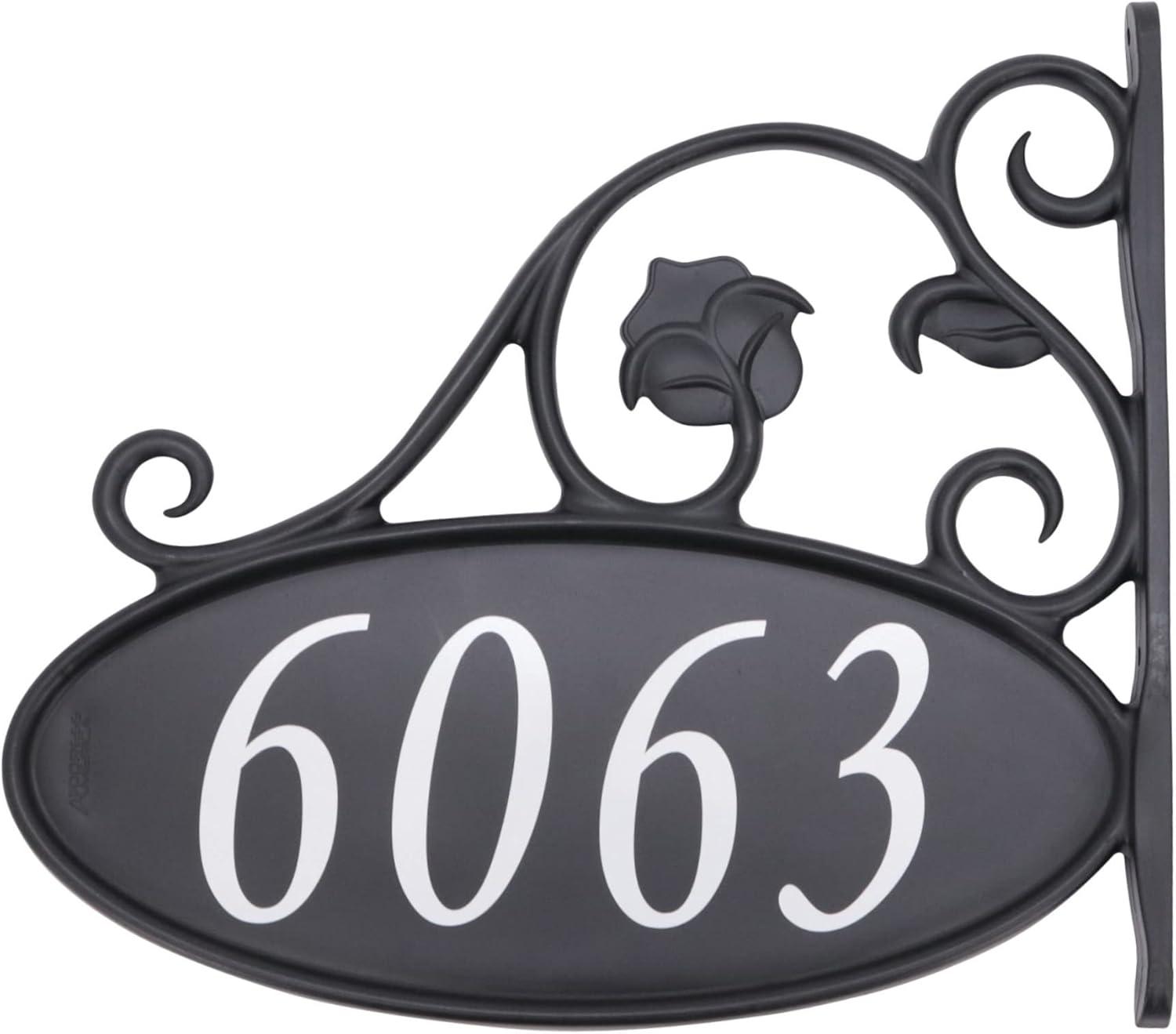 Black Oval Reflective Plastic Lamppost Address Plaque