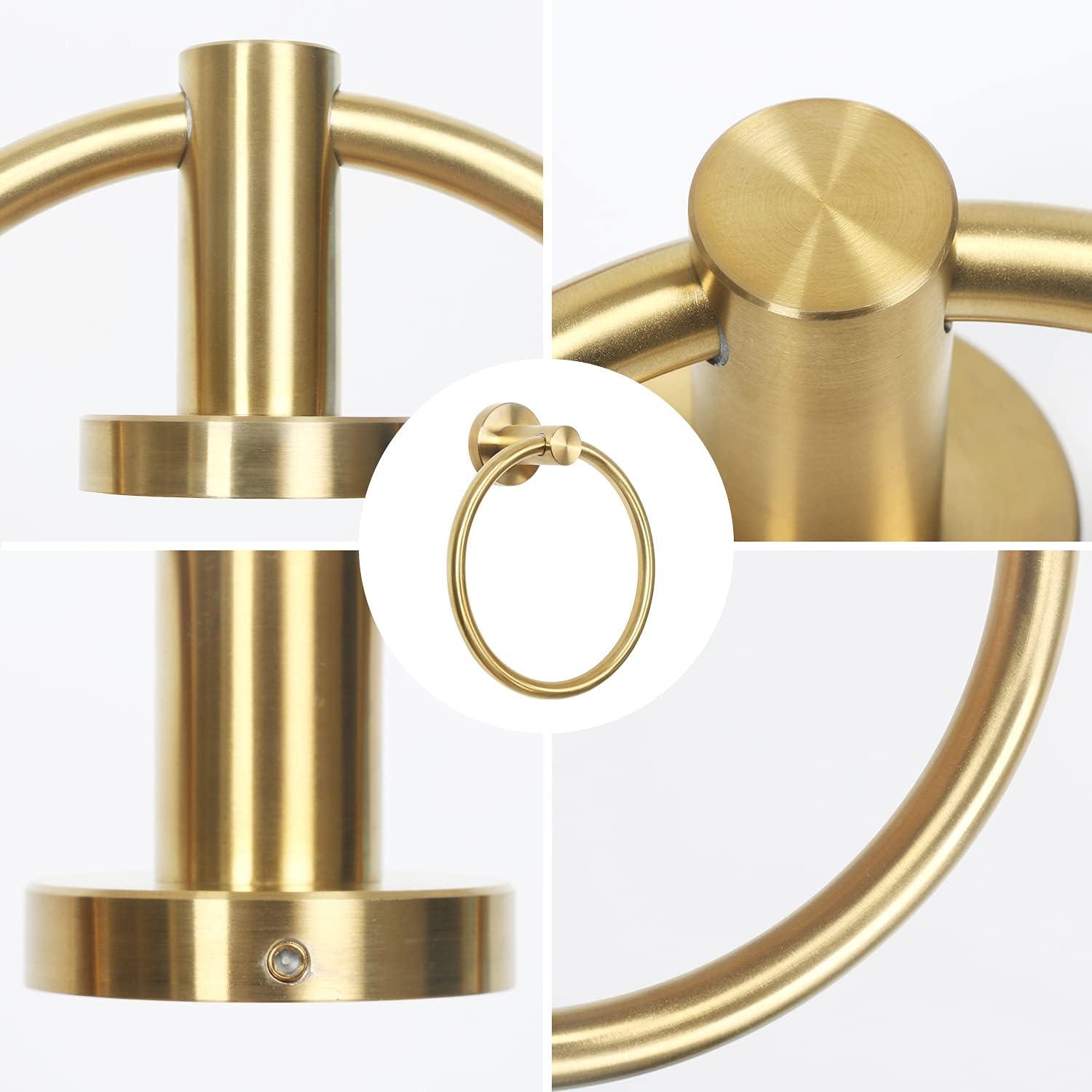 Brushed Gold Stainless Steel Wall Mounted Towel Ring Set