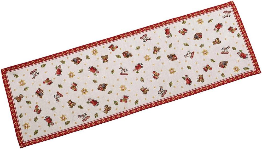 Winter Cotton Embroidered Table Runner, 12.5 x 37.75 in