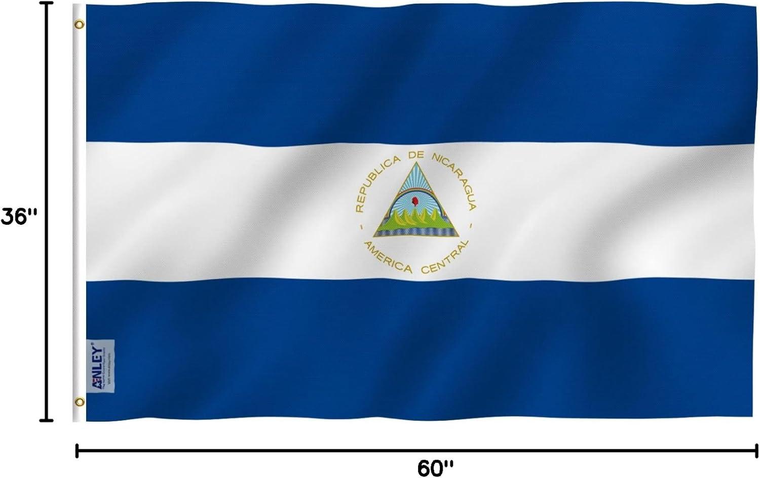 Nicaragua National Flag 3x5 Feet Polyester with Brass Grommets