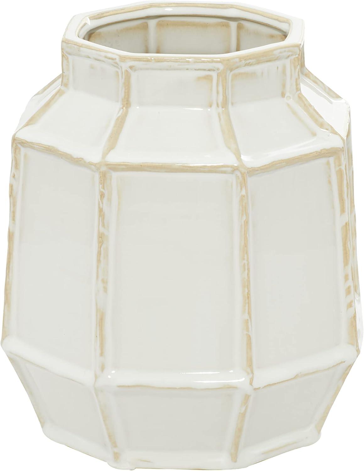 DecMode 9" Handmade White Ceramic Vase