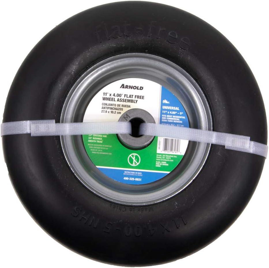 Arnold 11" x 4" Universal Replacement Flat-Free Tire for Zero-Turn Mowers, Black
