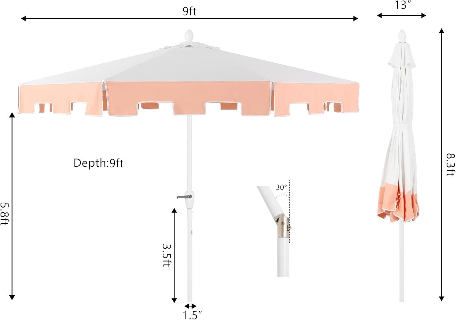 Arlmont & Co. Taveon 9 ft. Classic MidCentury Market Patio Umbrella with UV Protection, Auto-Tilt, and Crank | Wayfair