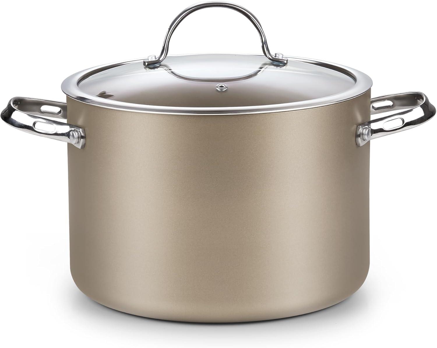 Bronze 8-Quart Hard Anodized Ceramic Nonstick Stockpot with Lid