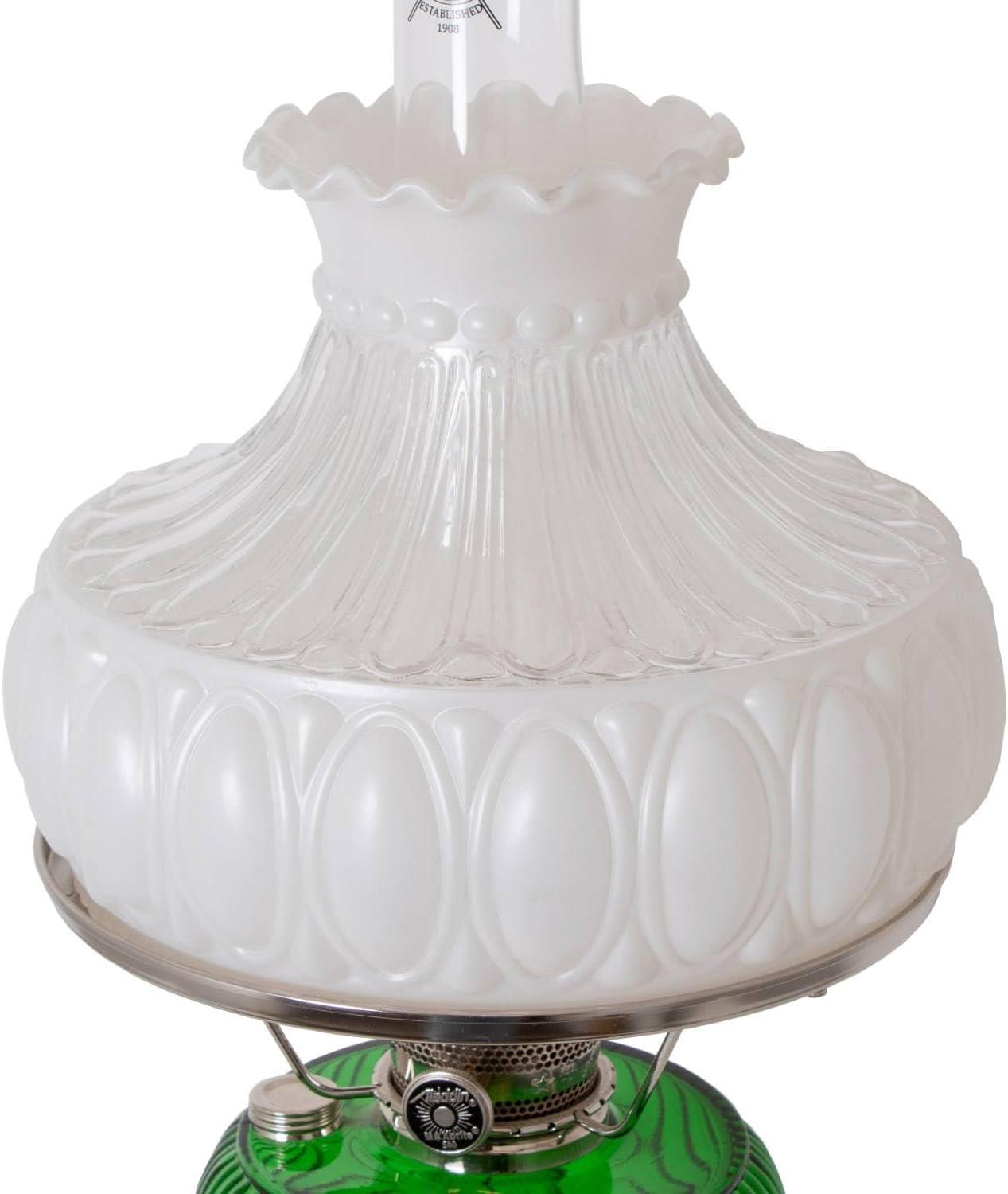 Aladdin Oil Lamp Glass Shade Fits 10 in Shade Ring Base, Diffuses, Softens and Disperses Light, White Frosted Glass