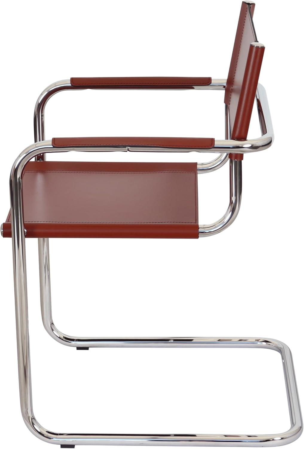 Breuer Chair Company Mart Stam Cantilever Armchair Arm Chair w/ Chrome-Plated Steel Frame (Various Bonded Leather Colors)