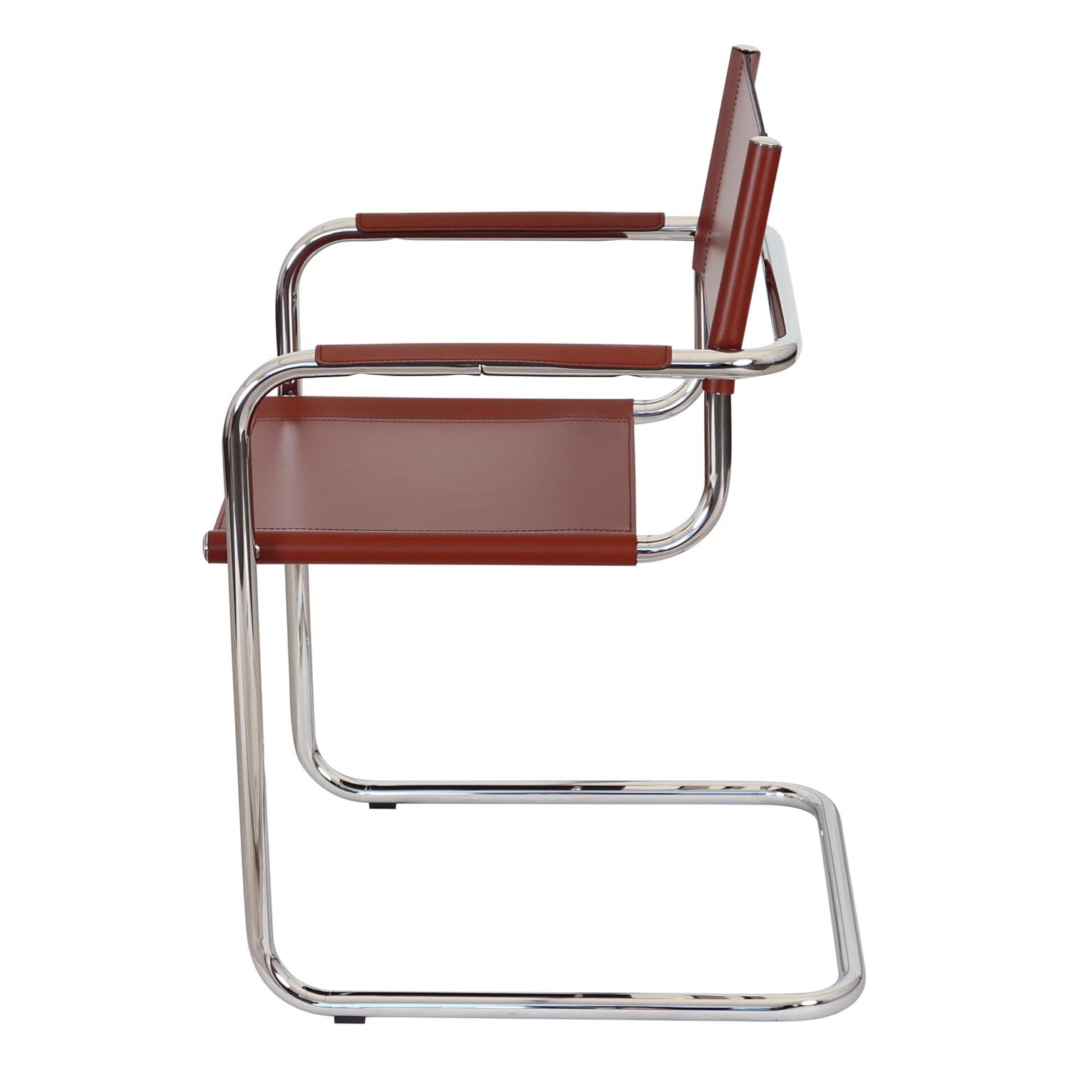 Breuer Chair Company Mart Stam Cantilever Armchair Arm Chair w/ Chrome-Plated Steel Frame (Various Bonded Leather Colors)