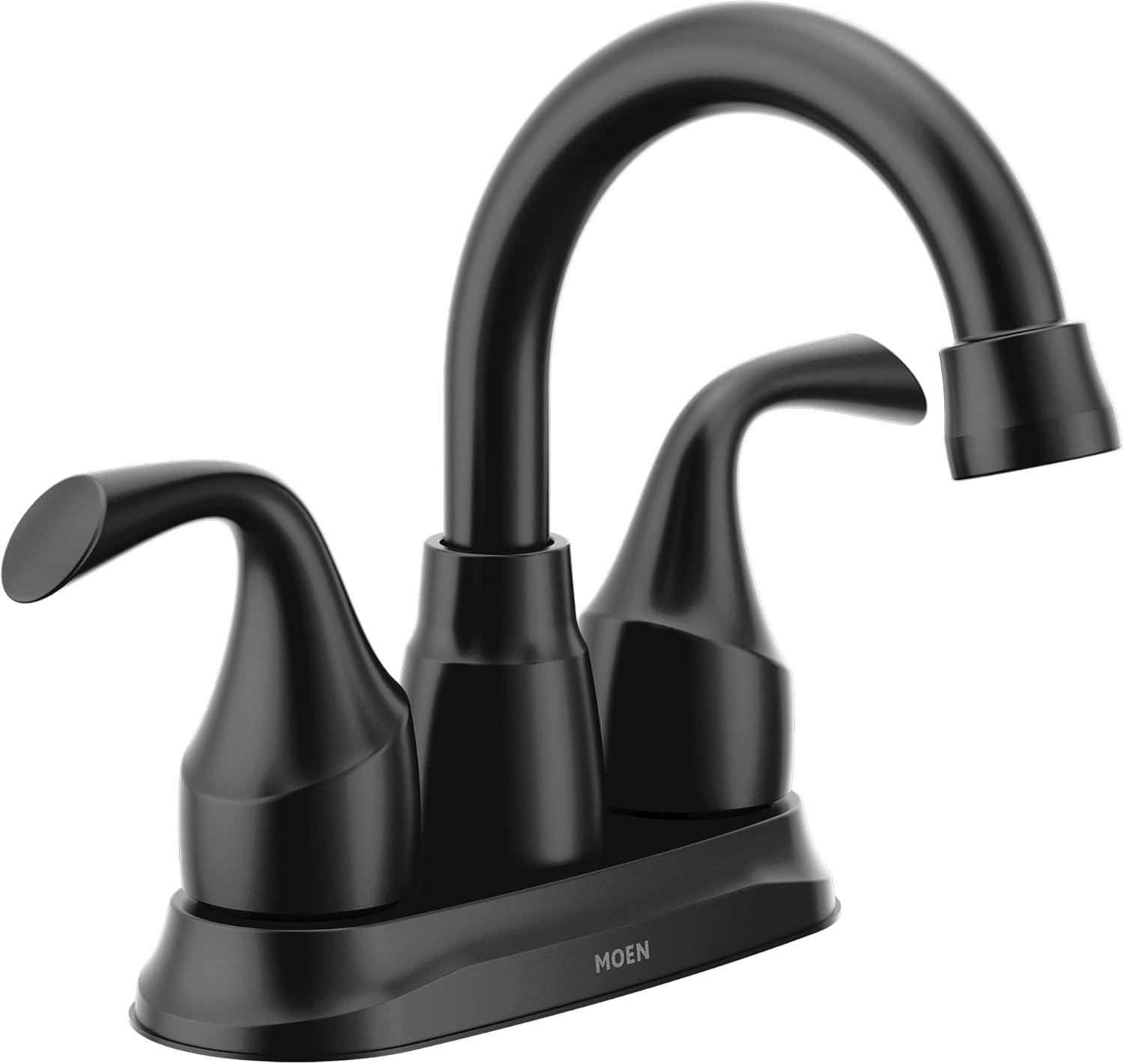 Matte Black Two-Handle Centerset Bathroom Faucet