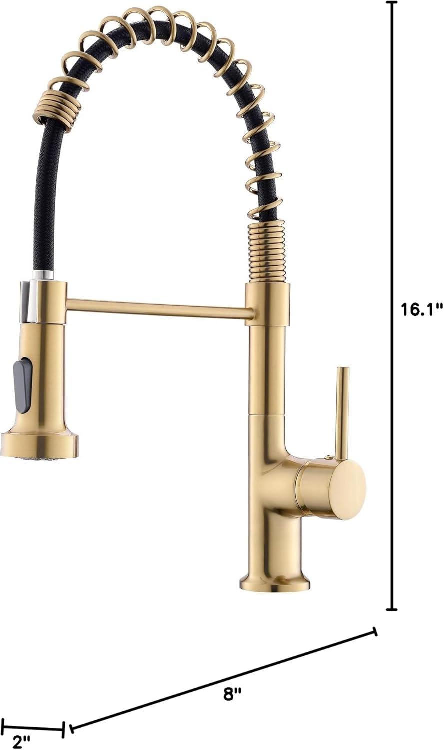 Brushed Gold Single Handle Pull Down Kitchen Faucet