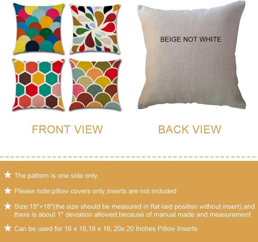 Colorful Geometric Cotton Linen Euro Throw Pillow Covers