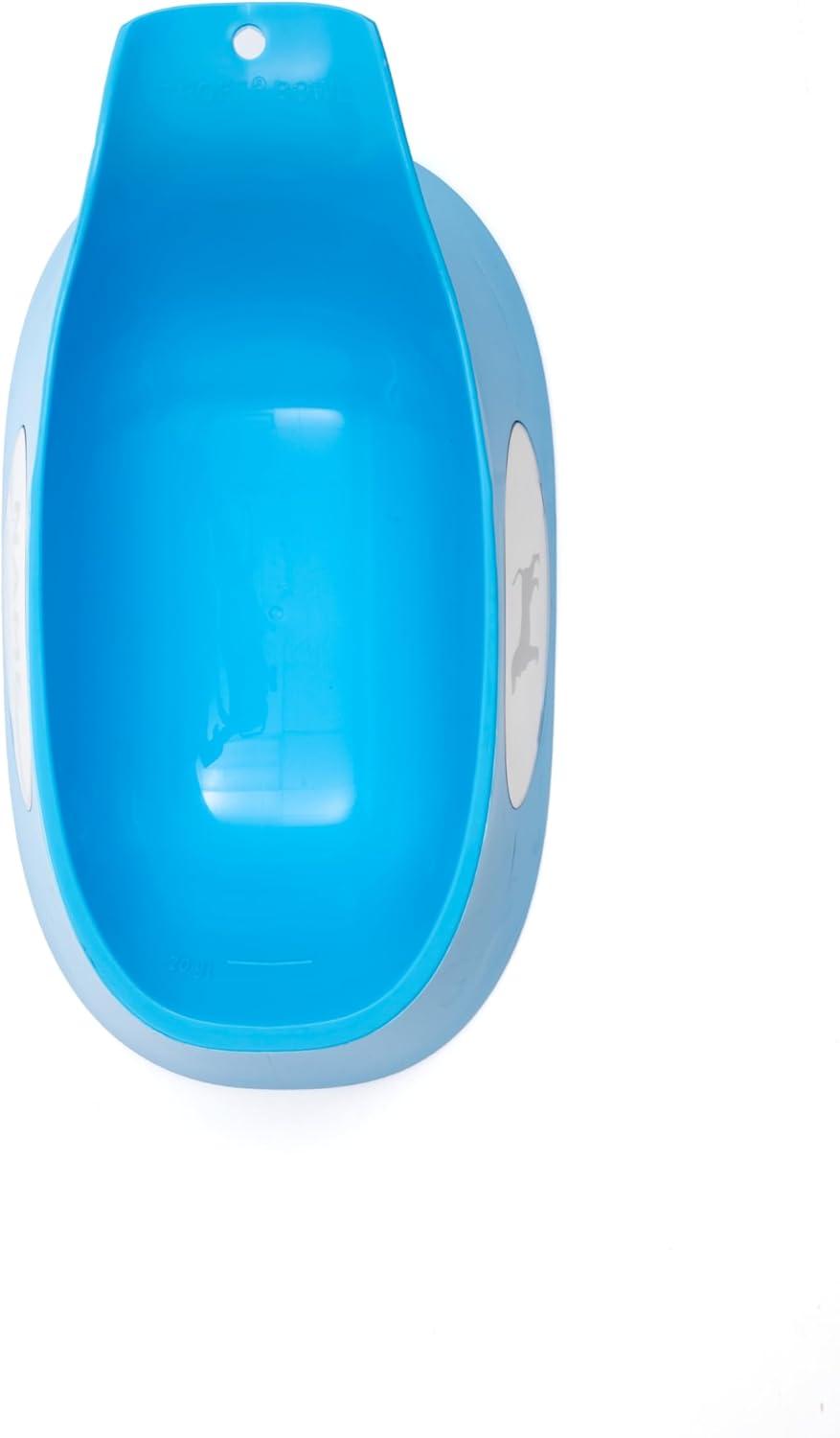 Small Blue Ergonomic Plastic Dog Bowl with Stand