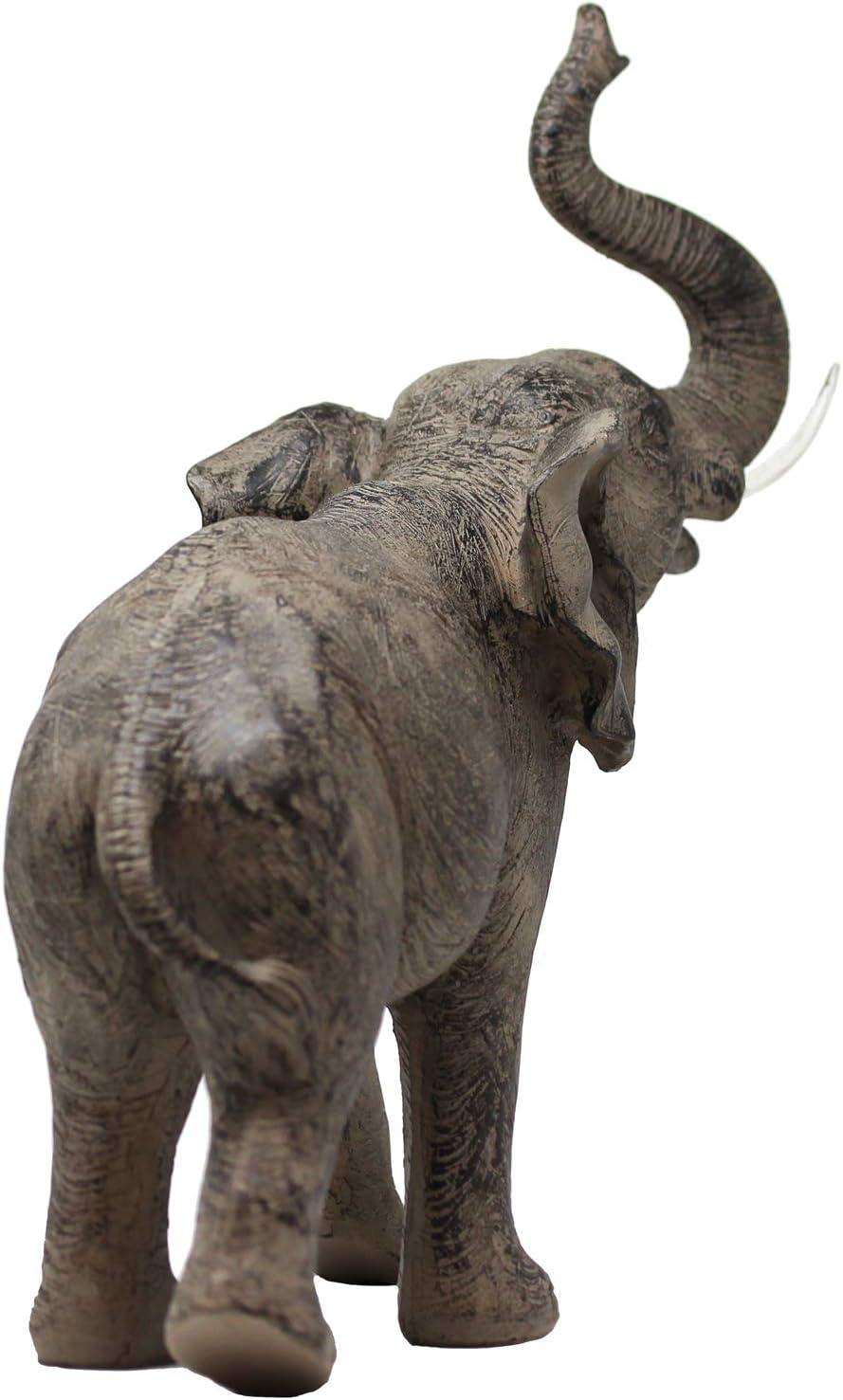 Seraphic Large 13" African Elephant Statue Gifts for Women, Big Elephant Decor Scuplture with Trunk Up for Home DEcor