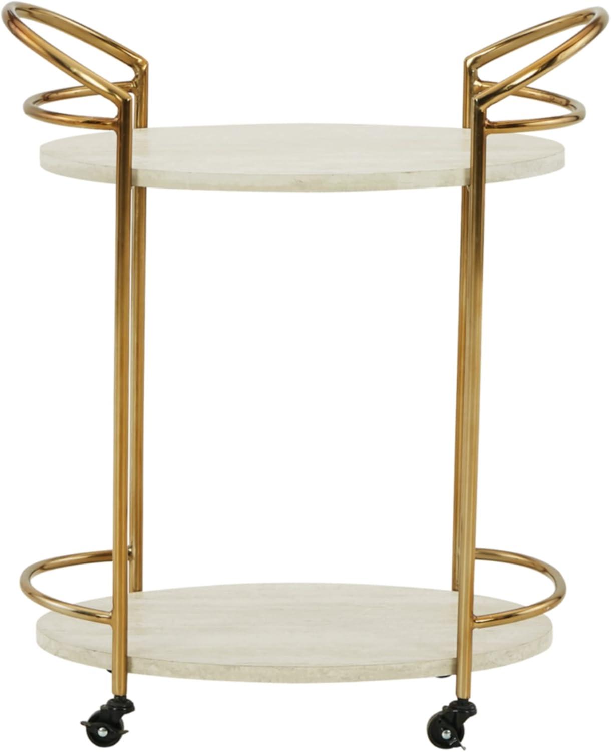 Signature Design by Ashley Casual Tarica Bar Cart  Cream/Gold Finish