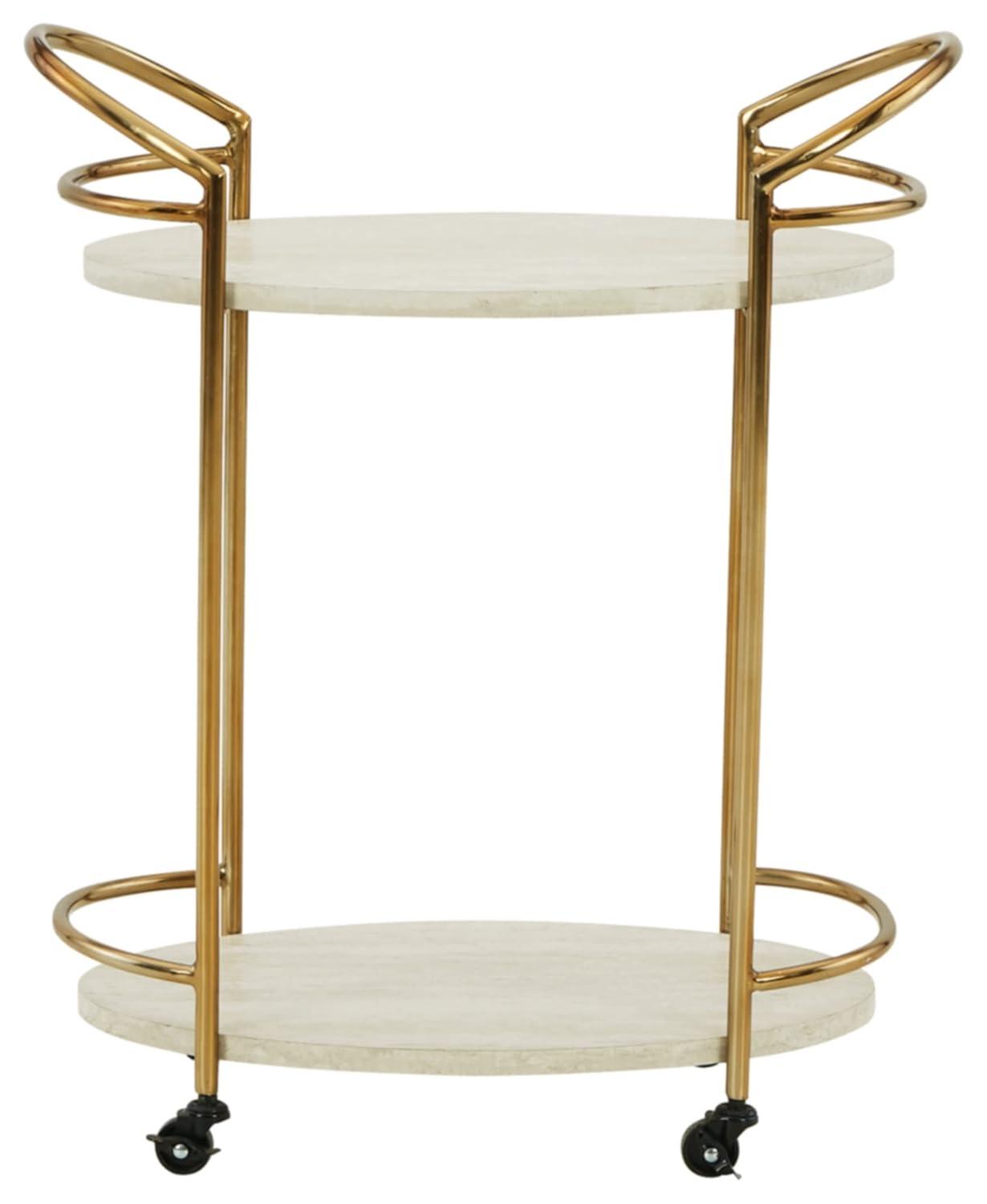 Signature Design by Ashley Casual Tarica Bar Cart  Cream/Gold Finish