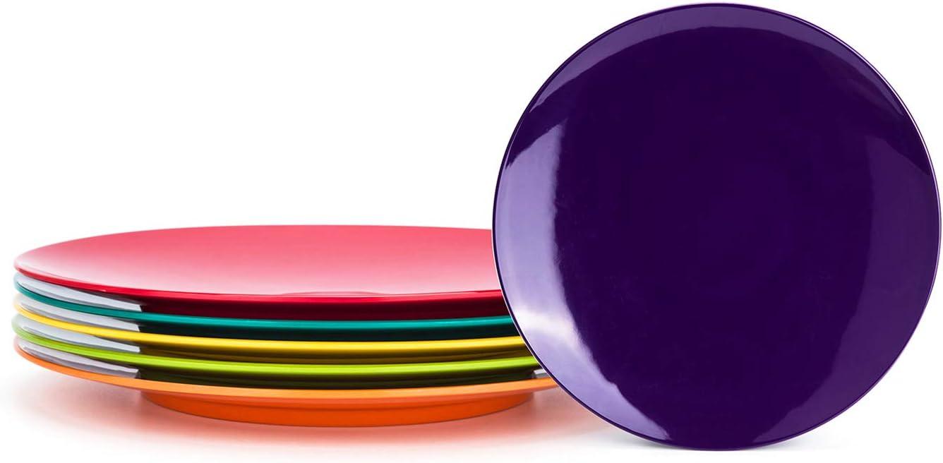 KX-Ware 10.5 inch Melamine Dinner Plates, Set of 6 Multicolor