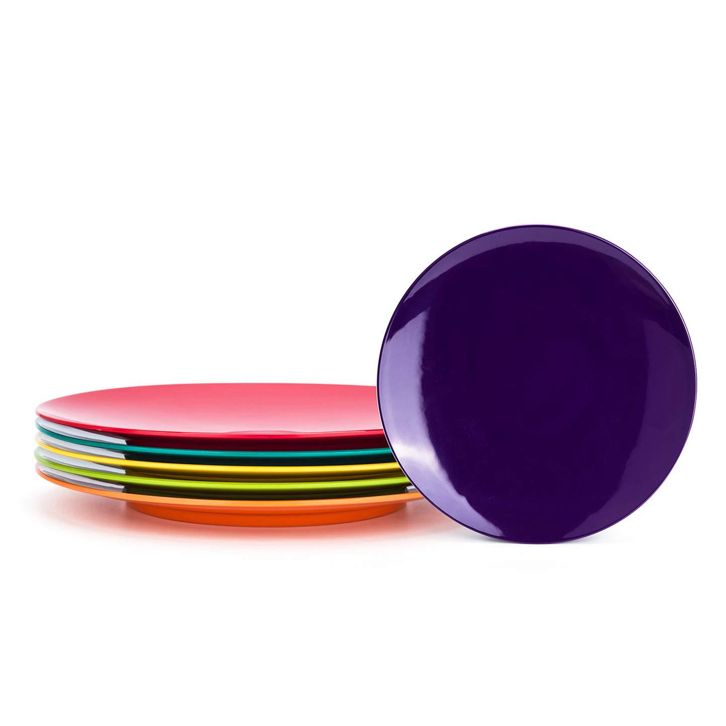 KX-Ware 10.5 inch Melamine Dinner Plates, Set of 6 Multicolor