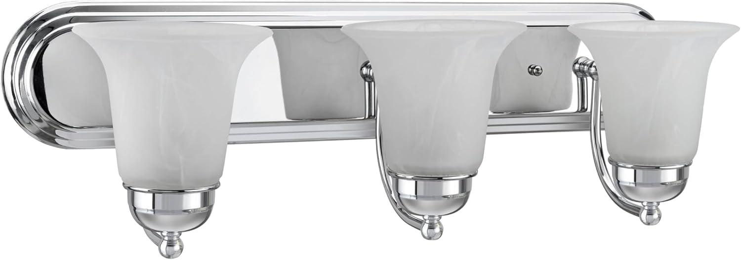 Chrome Alabaster Glass 3-Light Bathroom Vanity Fixture