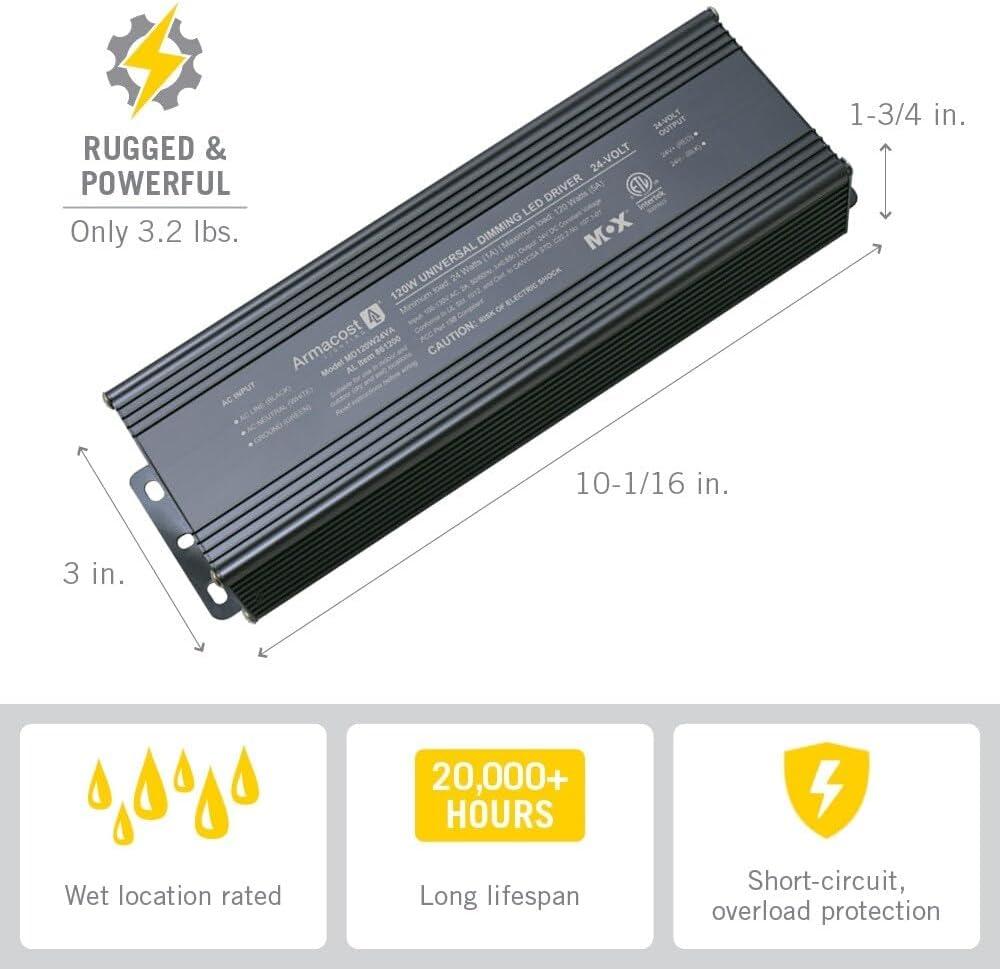 Universal Dimmable LED Driver 24V DC, 120W Electronic Transformer