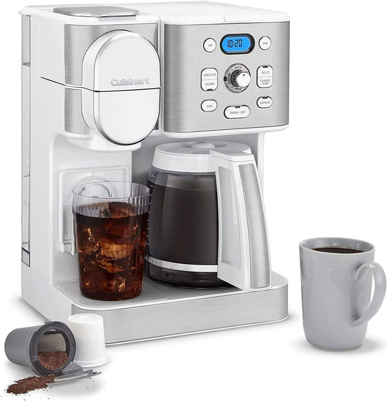 Cuisinart Coffee Center 2-IN-1 Coffee Maker and Single-Serve Brewer - White - SS-16W: Drip & Single Serve, 12 Cup, Programmable