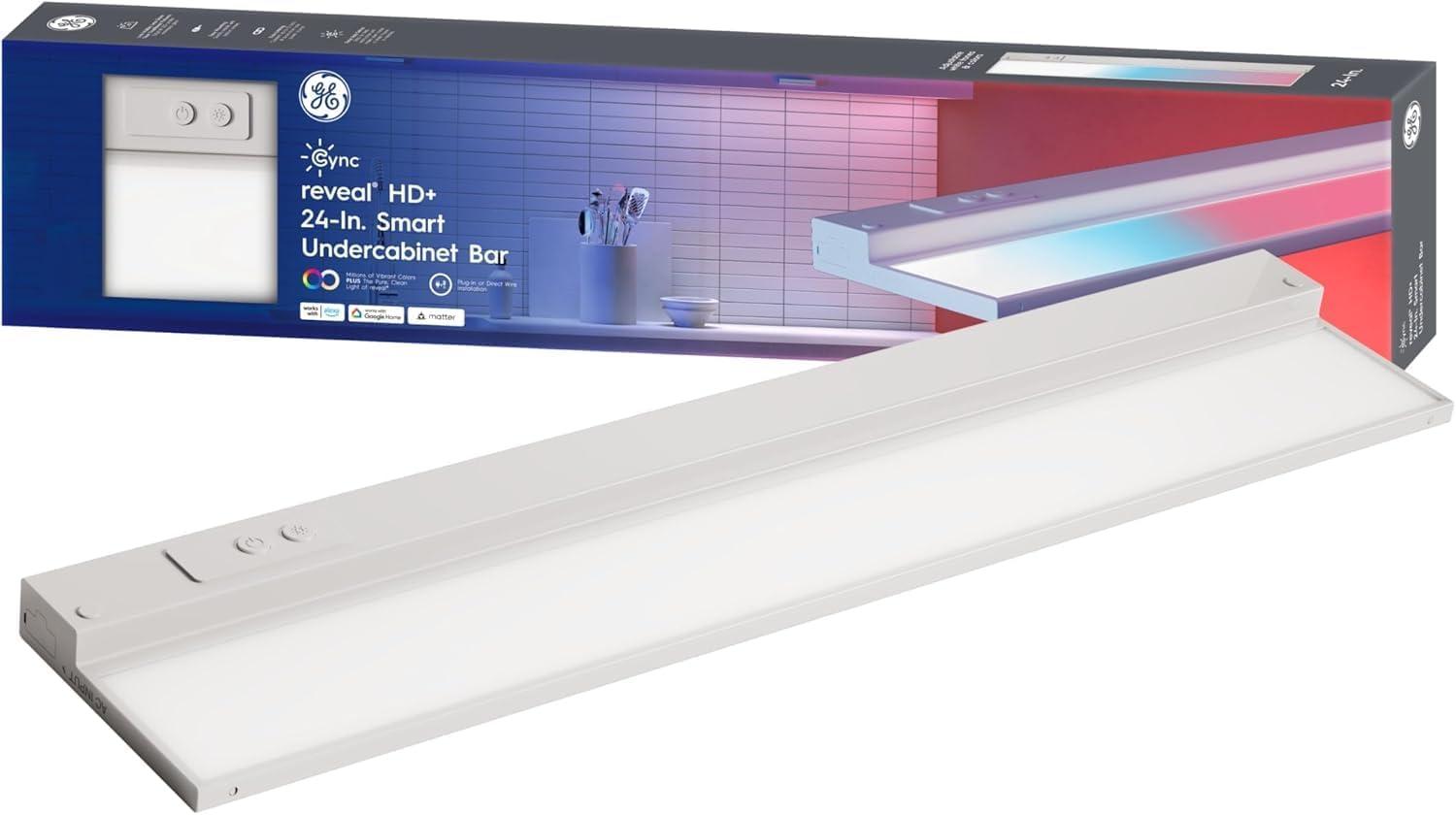 GE Household Lighting 24" Undercabinet Light Fixture: LED, 1500 Lumens, 3000K, Multicolored, Push Button, Plastic, 5-Year Warranty