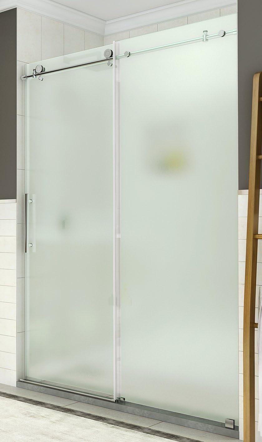 Coraline 48'' Frosted Tempered Glass Frameless Sliding Shower Door