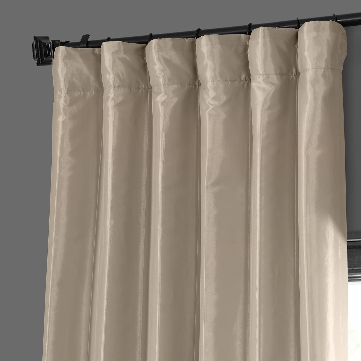 HPD Half Price Drapes Blackout Curtains for Bedroom & Living Room - Faux Silk Taffeta Blackout Curtain 50 X 96 (1 Panel), PTCH-BO130907-96, Antique Beige