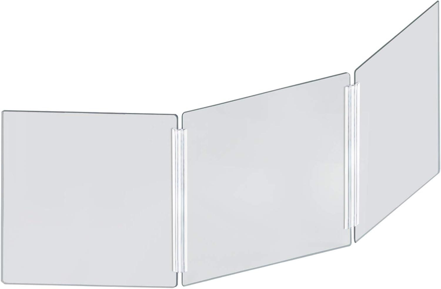 Azar Displays 176192-100 Medium 60" wide x 20" high Clear Acrylic Tri Fold PLEXIGLASS Protective Shield, Sneeze Guard, Personal Barrier, adjustable heights for pass through on the bottom