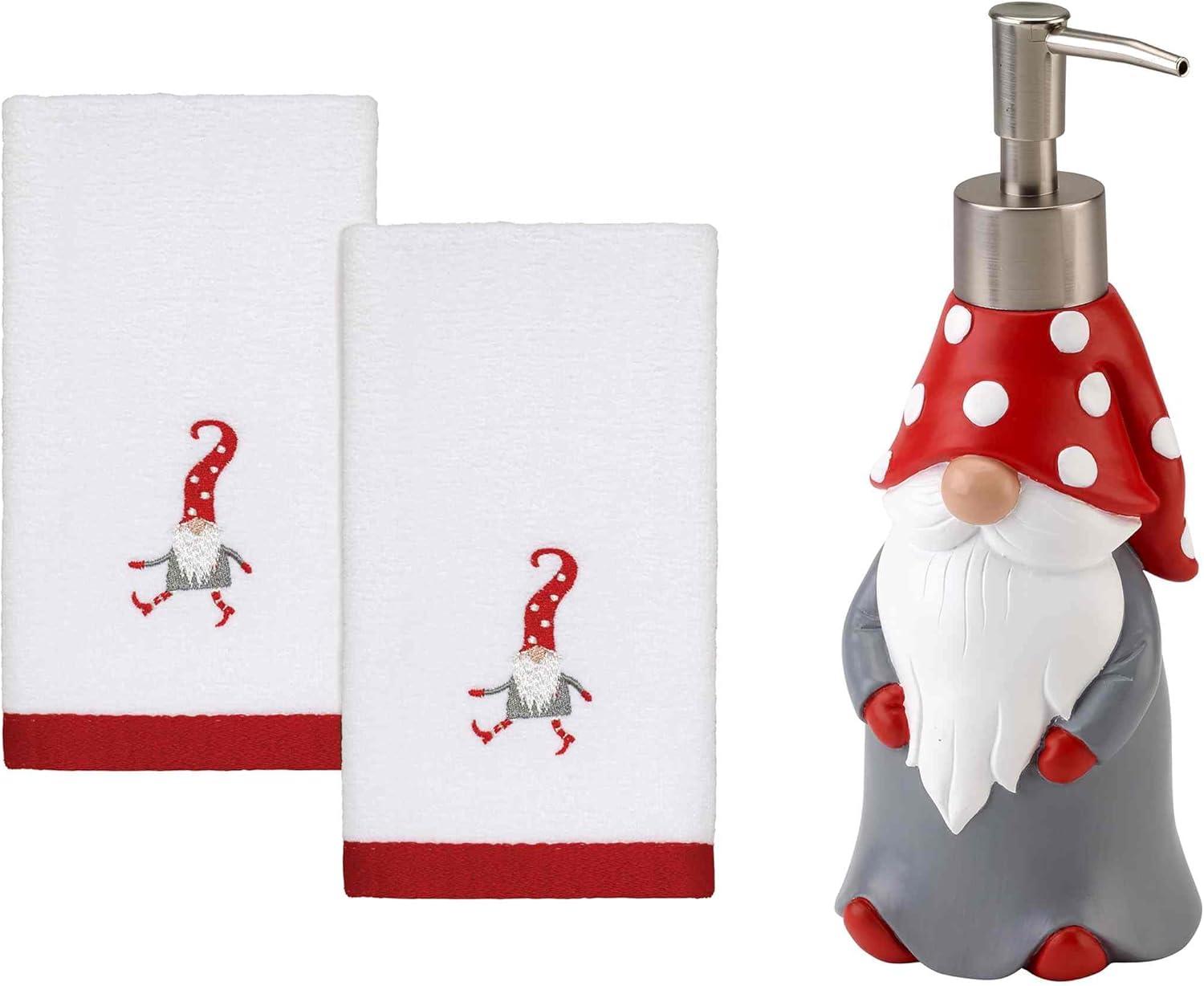 Avanti Linens Gnome Walk Lotion Dispenser & 2-Pack Fingertip Towel Set