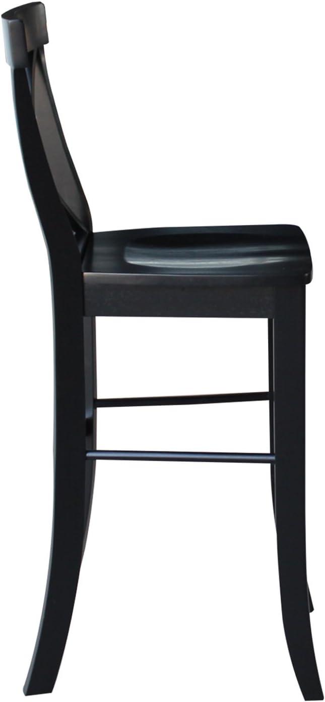 30" Torino X Back Wood Barstool - Black - Linon: Solid Rubberwood, Unupholstered, Armless