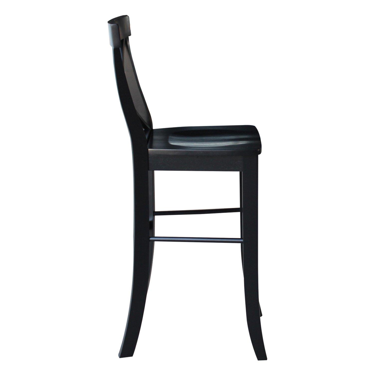 30" Torino X Back Wood Barstool - Black - Linon: Solid Rubberwood, Unupholstered, Armless