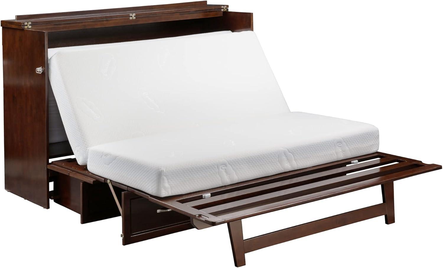 Queen Deerfield Murphy Bed Chest with Charging Station Walnut - AFI: Space-Saving Design, No Box Spring Needed