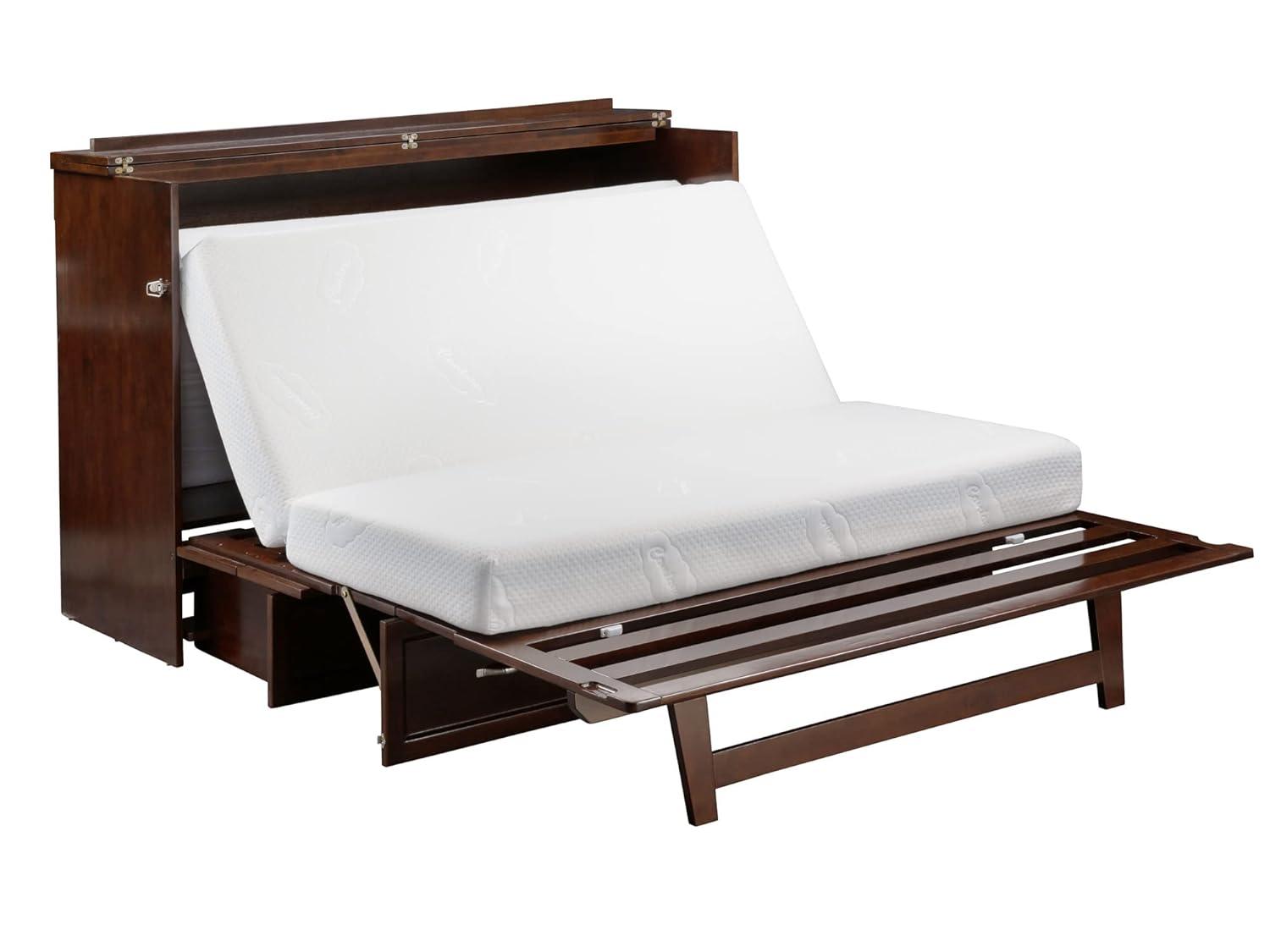 Queen Deerfield Murphy Bed Chest with Charging Station Walnut - AFI: Space-Saving Design, No Box Spring Needed
