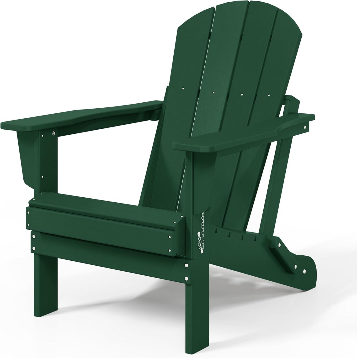 WestinTrends Malibu HDPE Outdoor Patio Folding Adirondack Chair (Set of 4), Dark Green