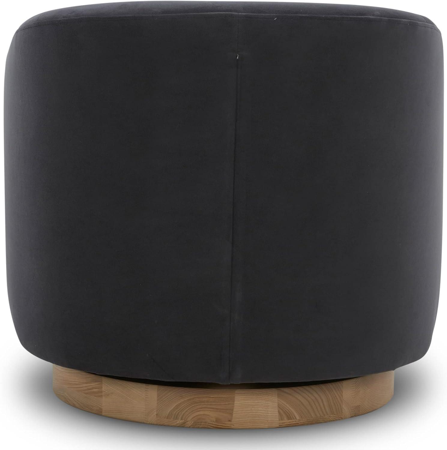 Nereus Gray Velvet Swivel Accent Chair with Arms and Wood Base