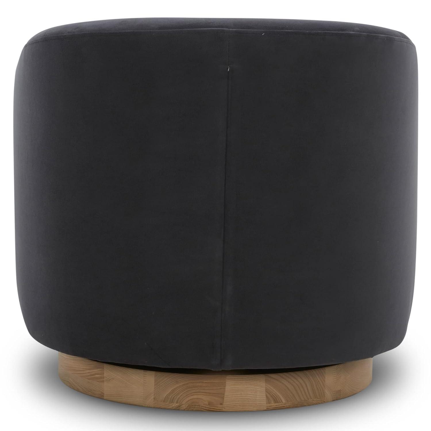 Nereus Gray Velvet Swivel Accent Chair with Arms and Wood Base