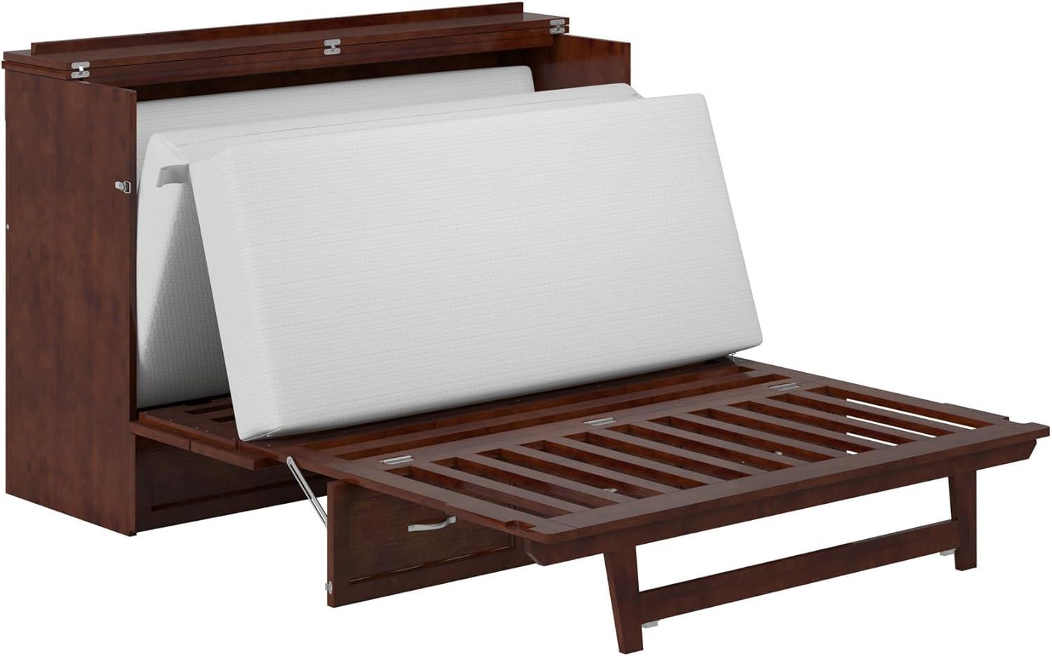 Queen Northfield Murphy Bed Chest Walnut - AFI: Hardwood Frame, Built-In USB Ports & Storage Drawer