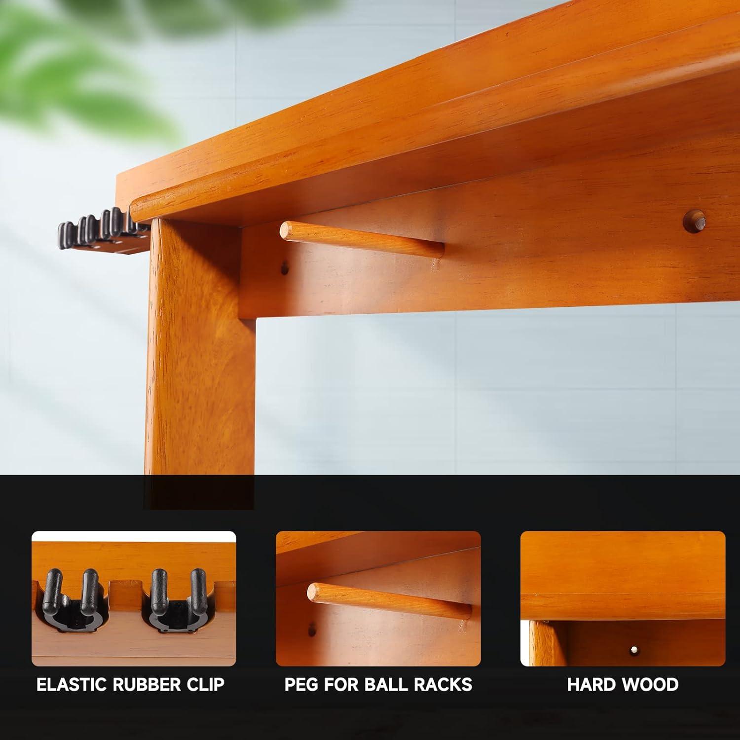 GSE Games & Sports Expert Pool Cue Stick Hanging Wall Mounting Rack with Score Counter, Cue Rack Only. Holds 8 Pool Cue Stick, Billiard Ball and Ball Rack - Oak