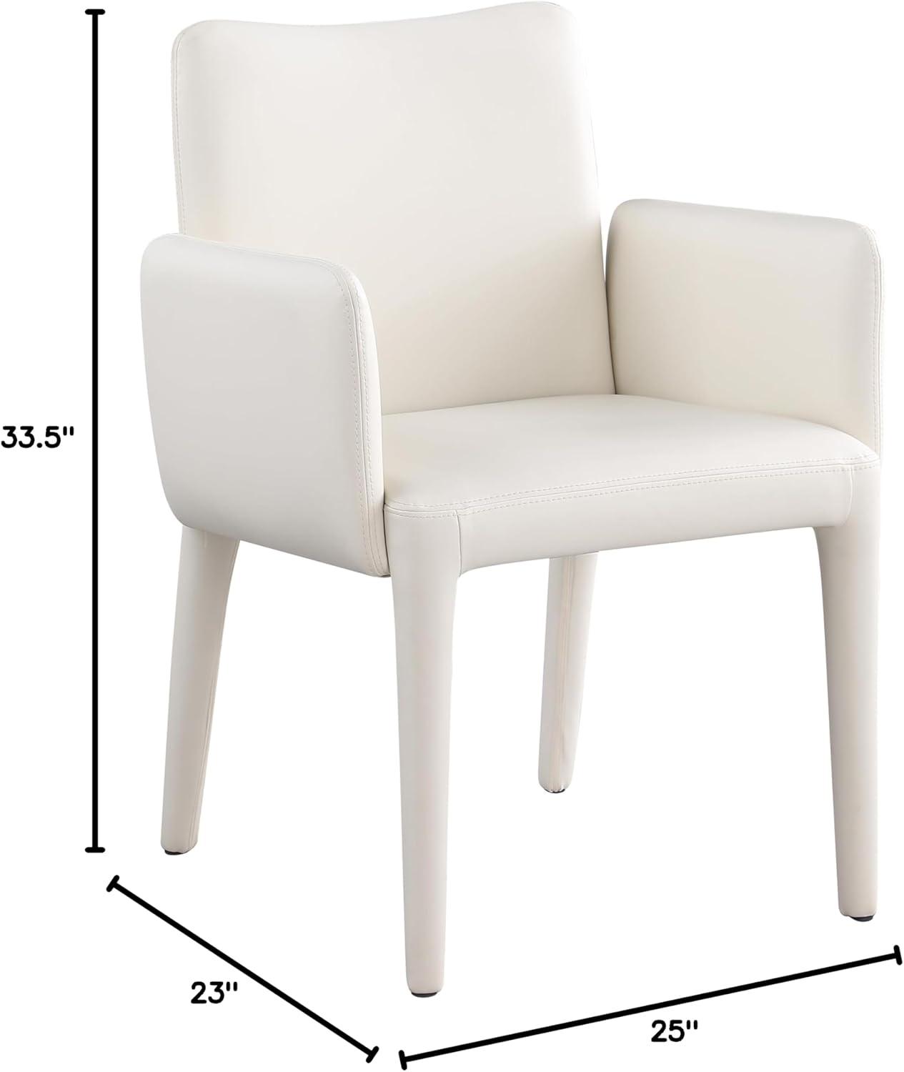 Cream Vegan Leather Upholstered Arm Chair with Iron Frame