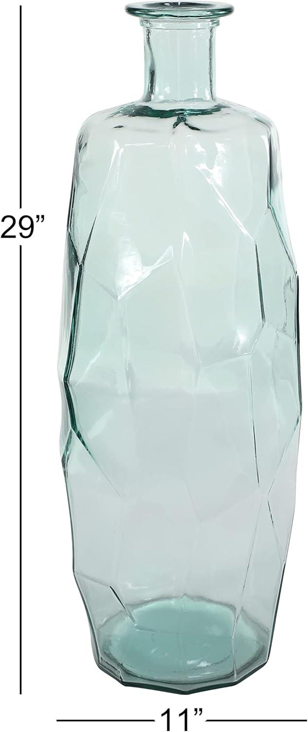 Tall Teal Tinted Recycled Glass Floor Vase