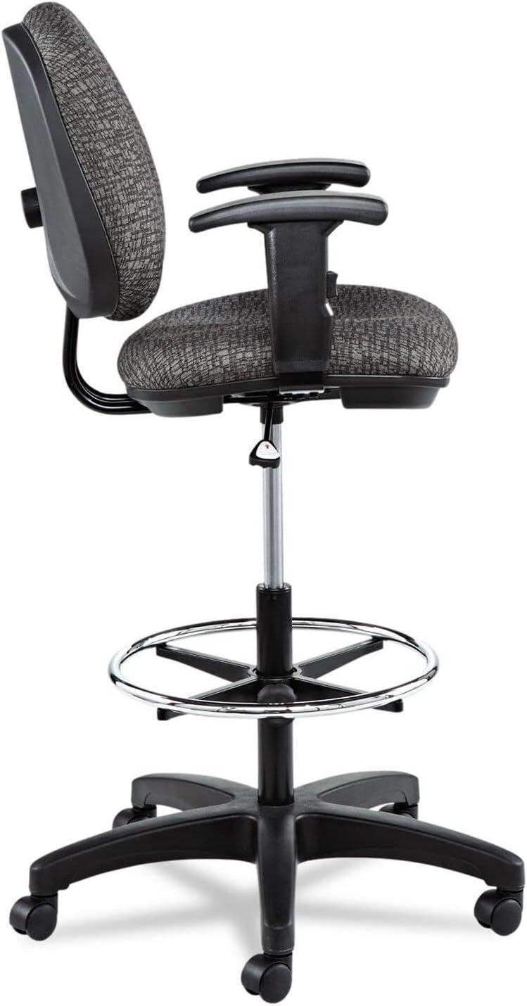 Graphite Gray Fabric Swivel Task Stool with Adjustable Footring