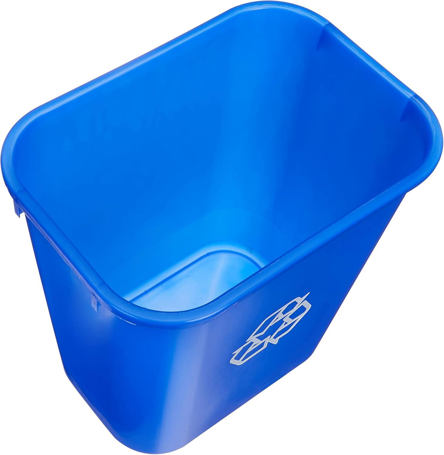 Rectangular Blue 2-Pack 7 Gallon Commercial Office Wastebasket Recycle Logo