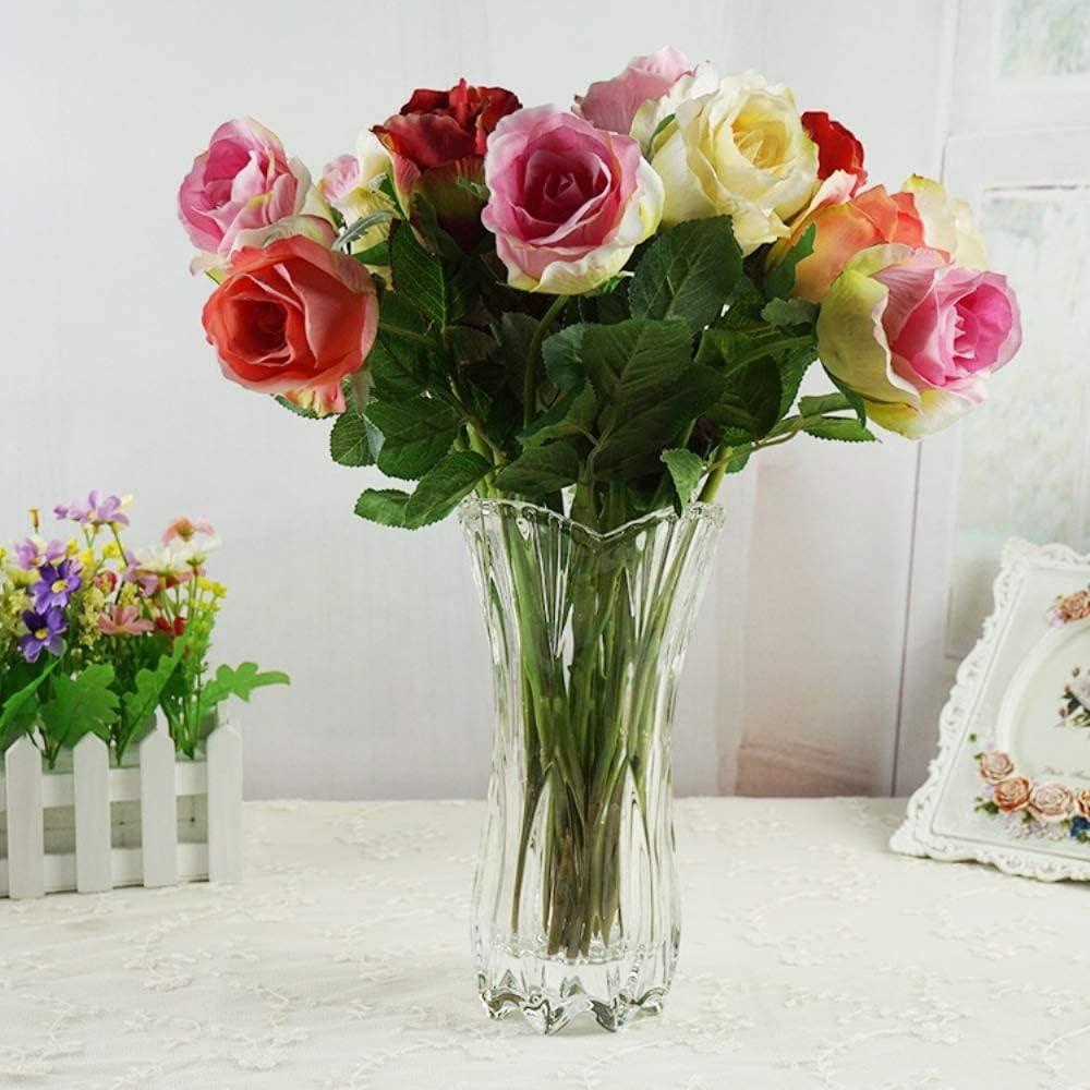 YISHENGRONG Flower Vase Large Size Phoenix Tail Shape Thickened Crystal Glass for Home Decor, Wedding or Gift - 9.5" High x4.5 Wide,with Color Box