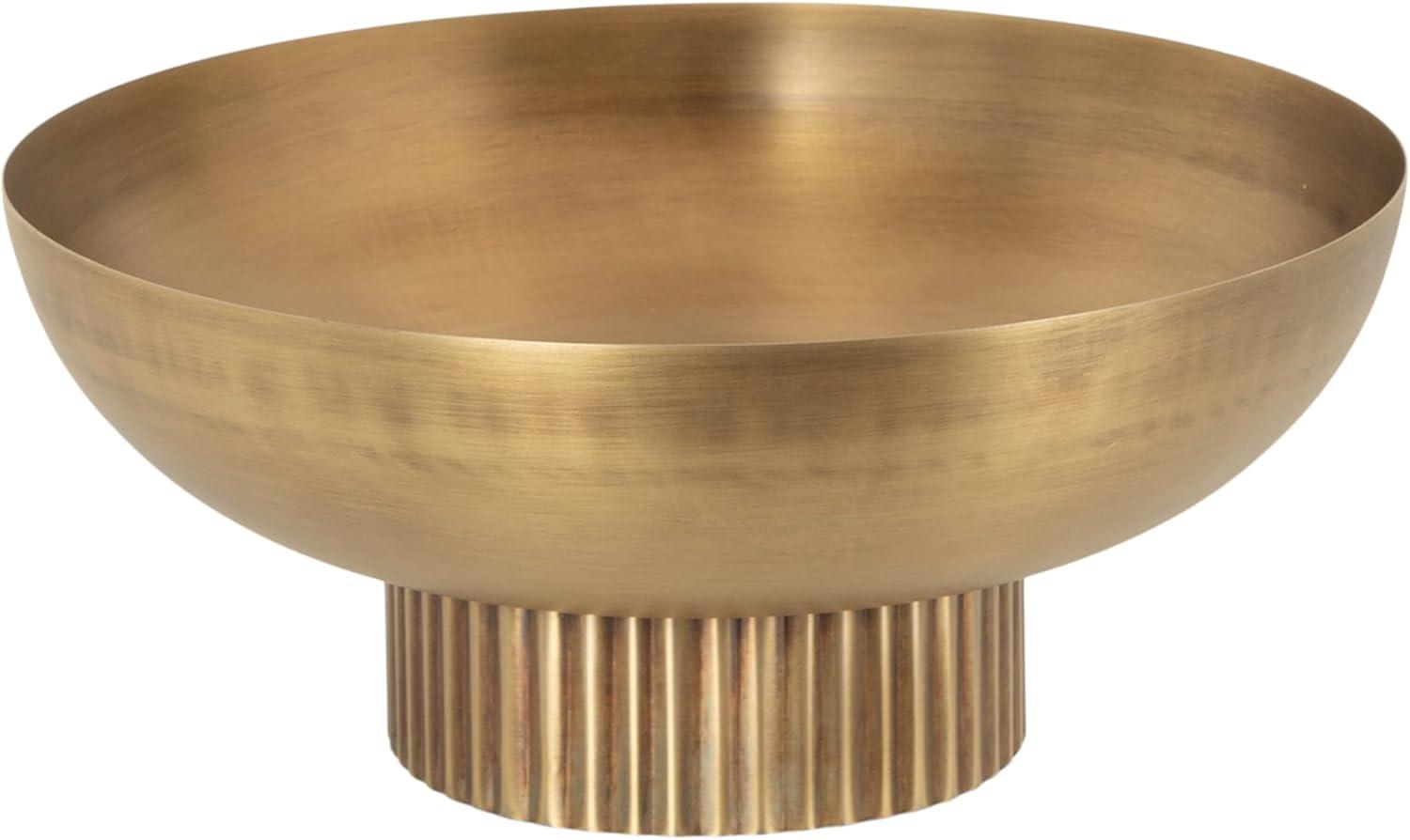 Kate and Laurel Rooks Ribbed Metal Bowl, 12x12x5, Gold