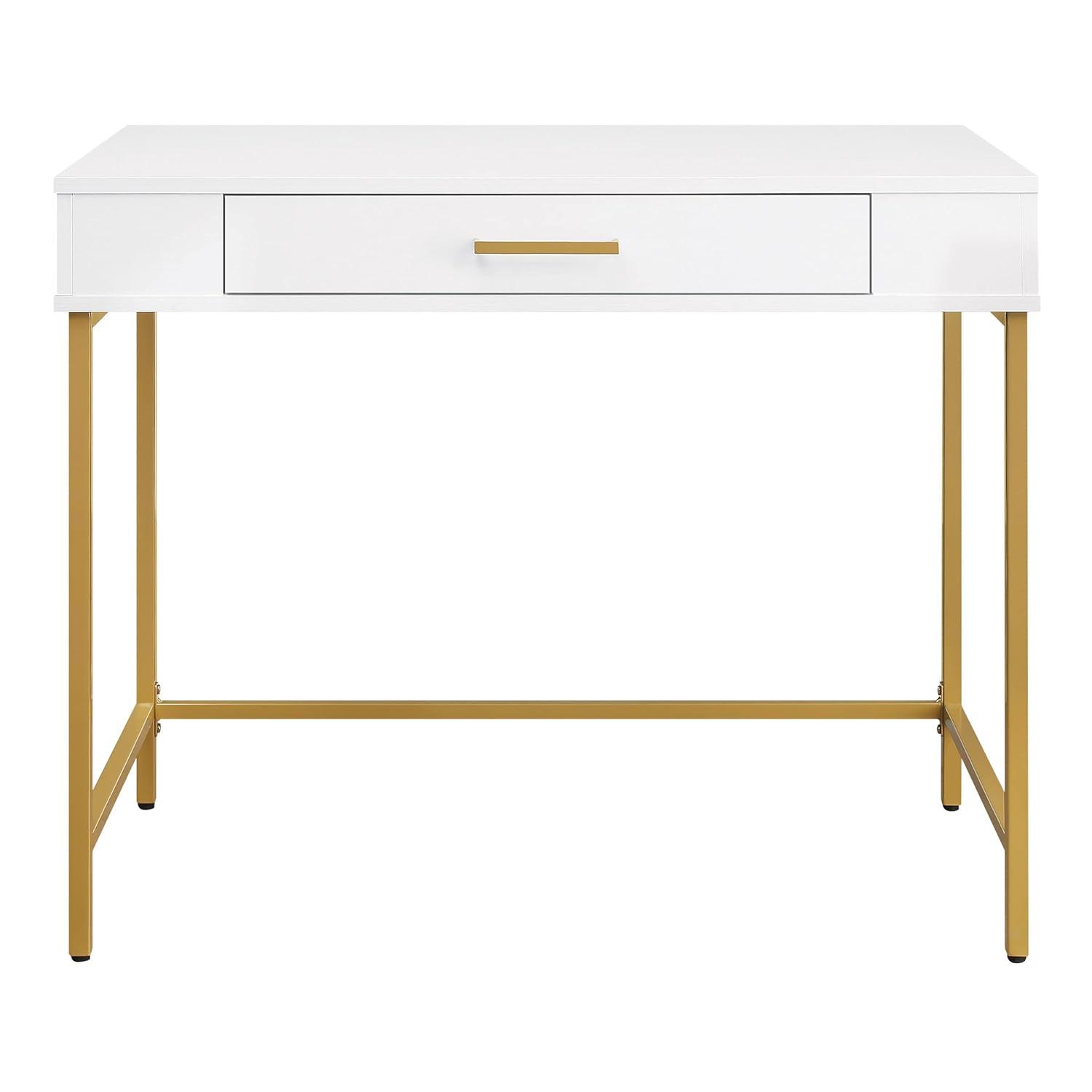 OSP Home Furnishings Modern Life Engineered Wood Desk w/ Metal Legs in White